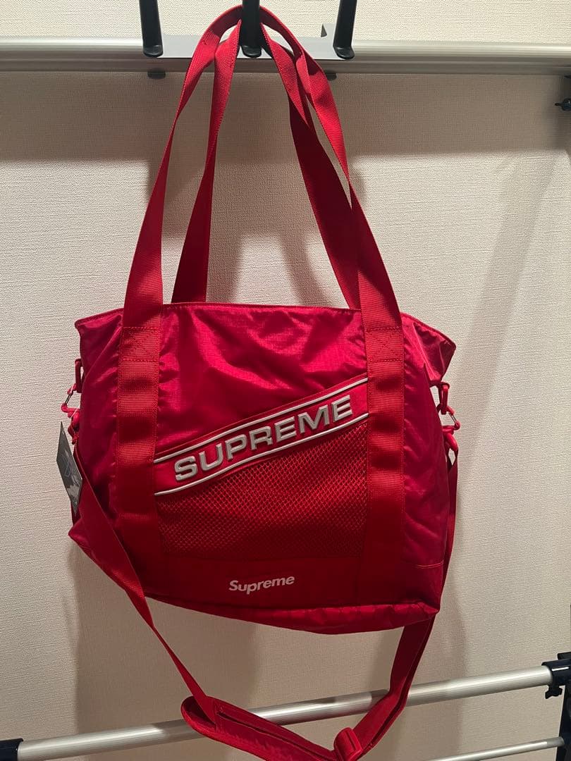 Supreme 赤 エコバッグ メッシュデザイン