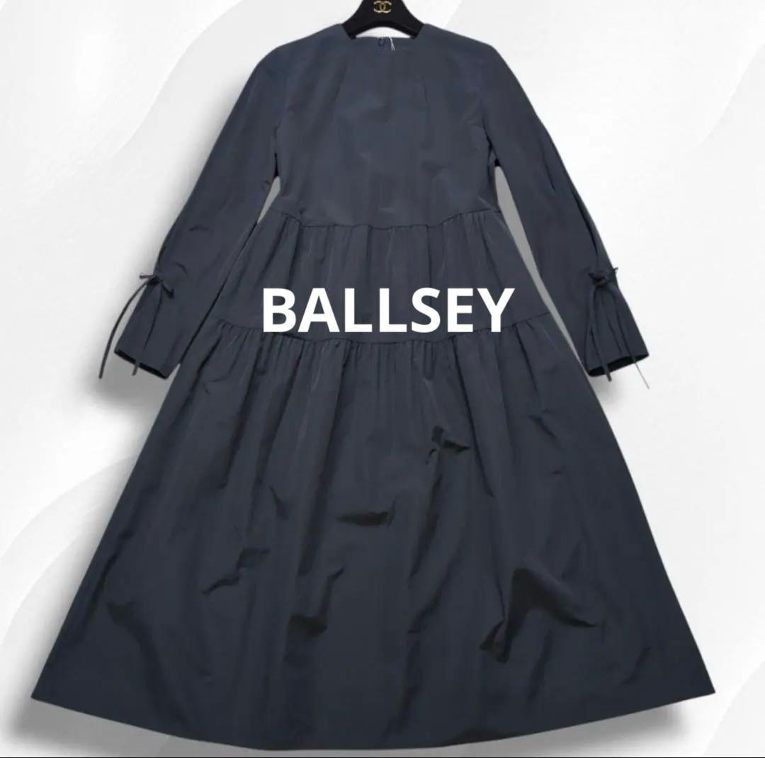 BALLSEY ハイカウントブロード リボンギャザーワンピース