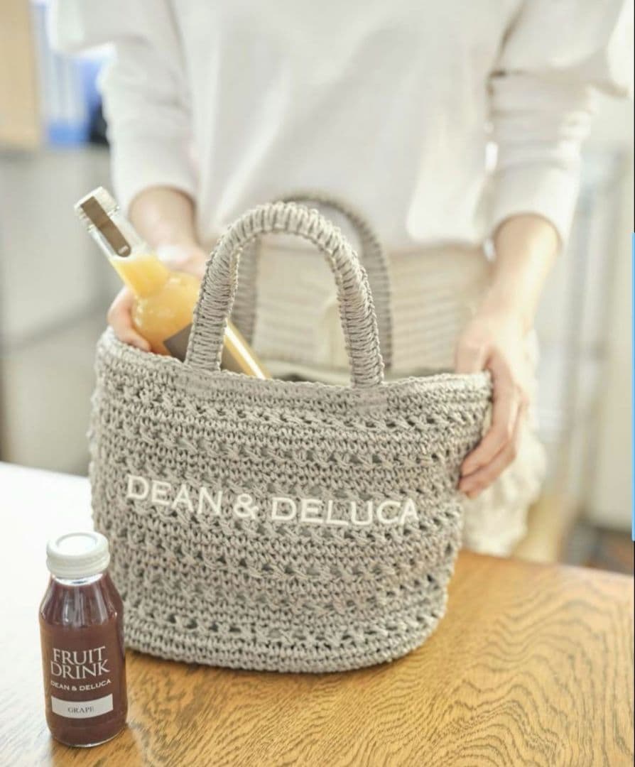 【新品未使用】DEAN & DELUCA クロッシェバスケットバッグSグレー