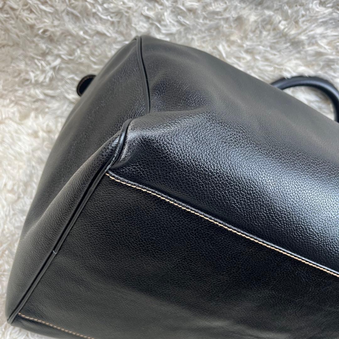 良品 dunhill 大容量 ボストンバッグ ゴールド金具 ブラック レザー