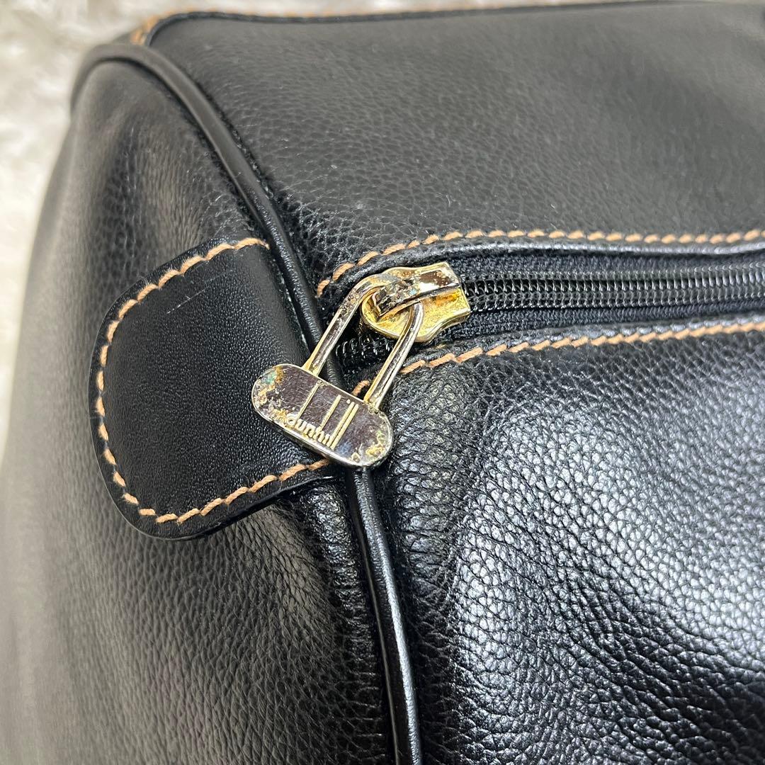 良品 dunhill 大容量 ボストンバッグ ゴールド金具 ブラック レザー