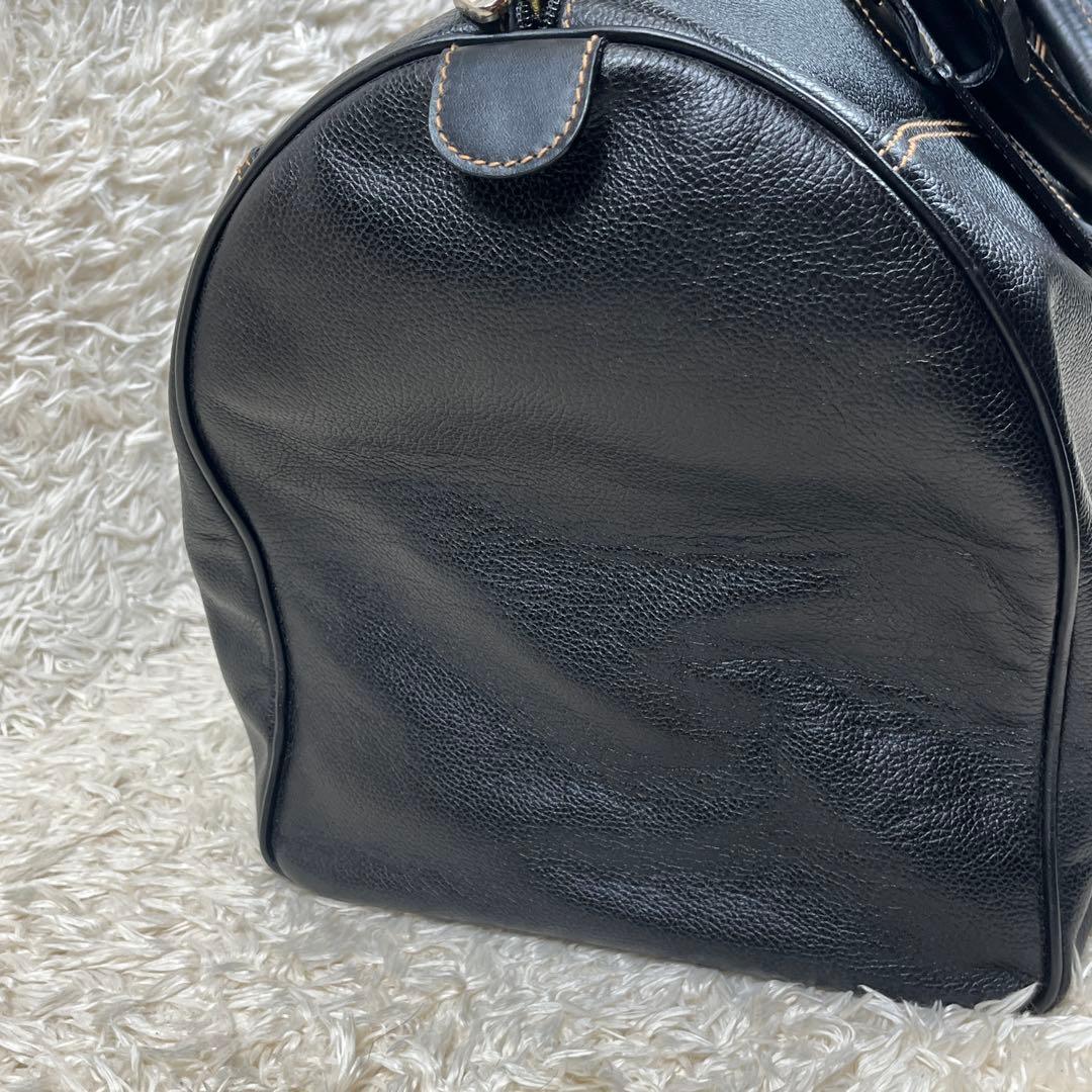 良品 dunhill 大容量 ボストンバッグ ゴールド金具 ブラック レザー