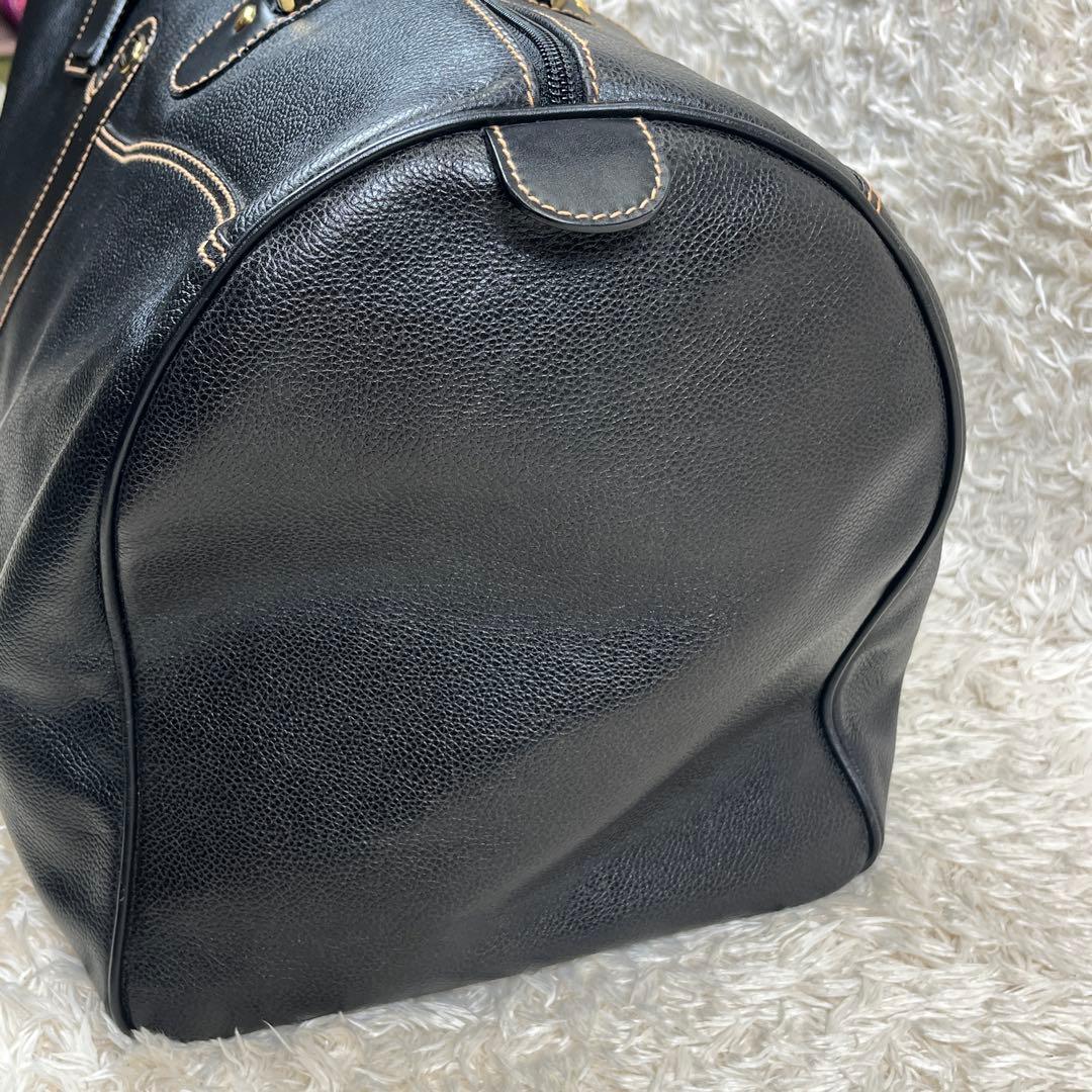 良品 dunhill 大容量 ボストンバッグ ゴールド金具 ブラック レザー