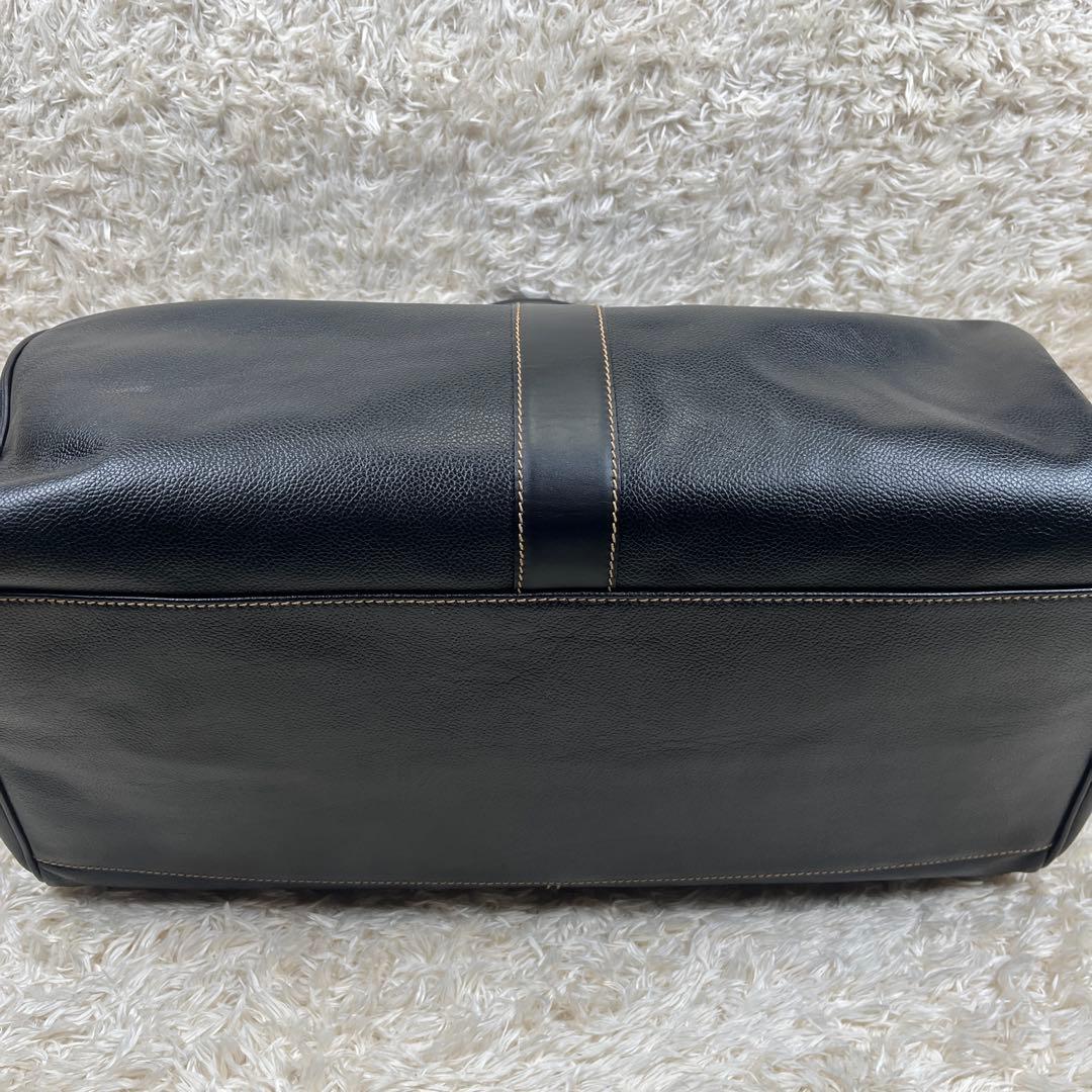 良品 dunhill 大容量 ボストンバッグ ゴールド金具 ブラック レザー