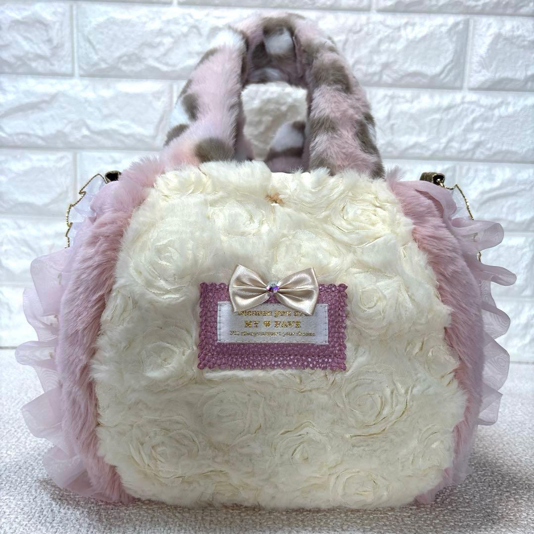 あ*こ様 コヤンイサムチョン　ハンドメイド　ファーフリルバッグ　ピンクヒョウ柄う