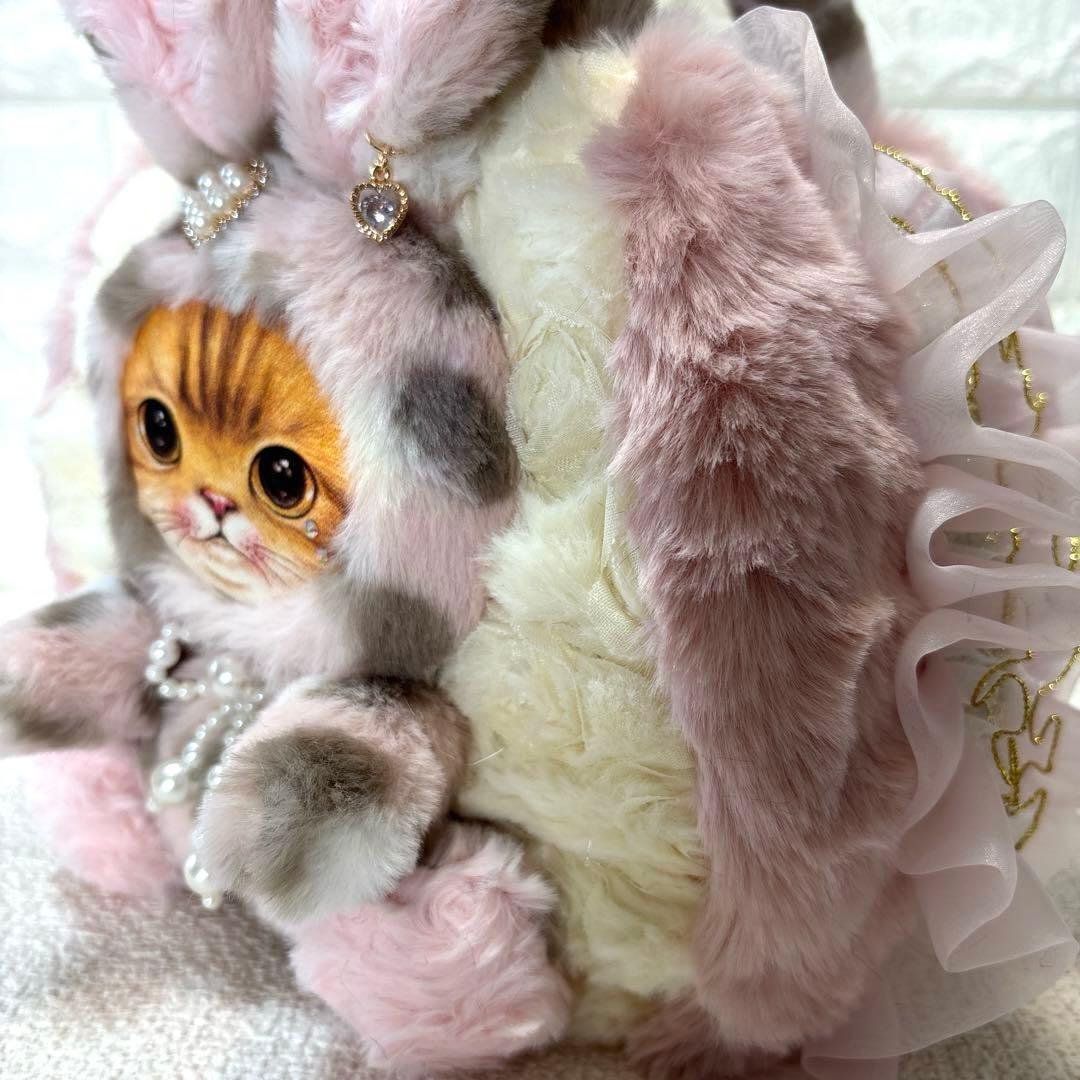 あ*こ様 コヤンイサムチョン　ハンドメイド　ファーフリルバッグ　ピンクヒョウ柄う