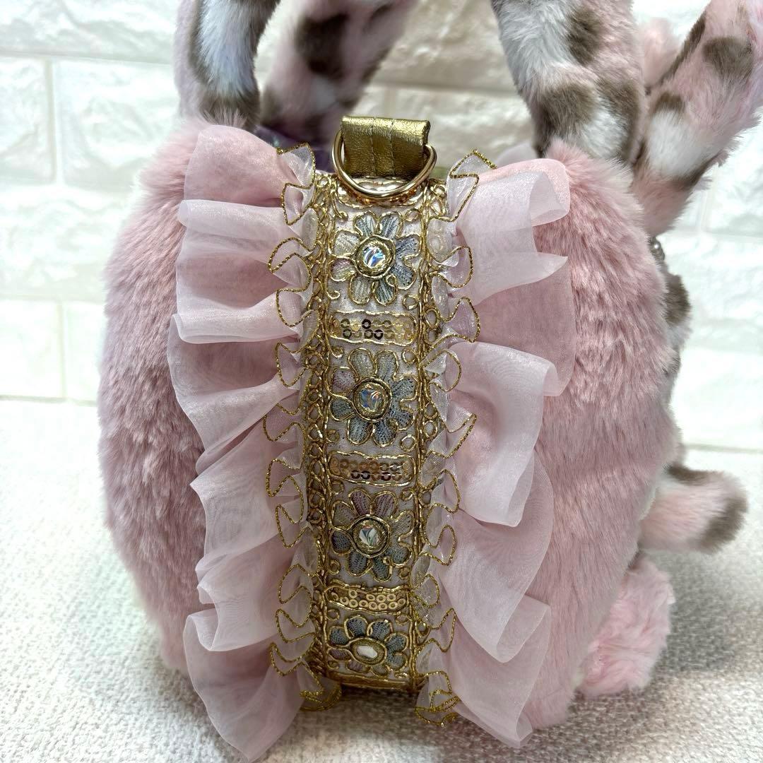 あ*こ様 コヤンイサムチョン　ハンドメイド　ファーフリルバッグ　ピンクヒョウ柄う