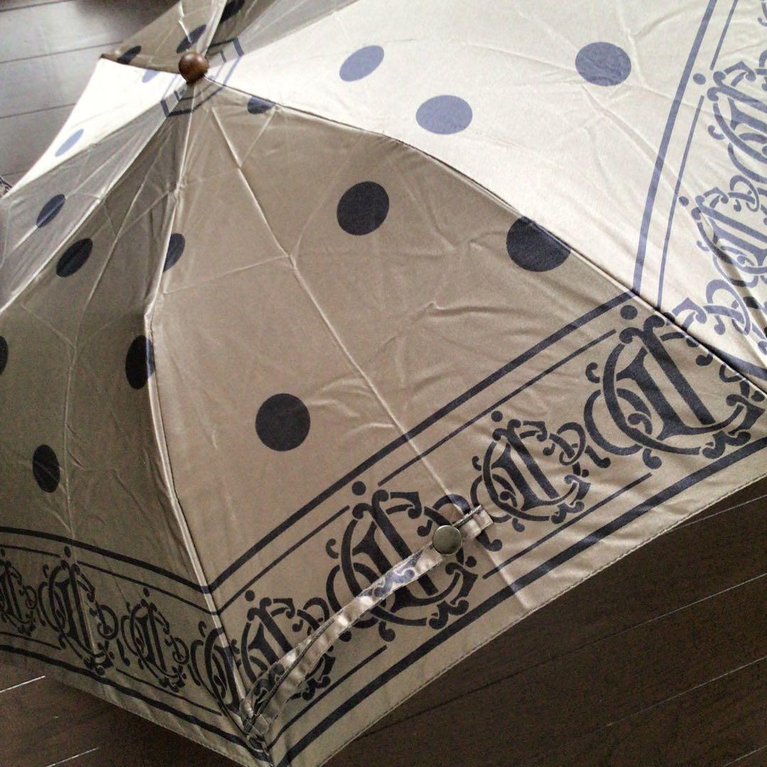 ディオール トロッター ドット柄 ケース付　折りたたみ傘 ベージュ ネイビー