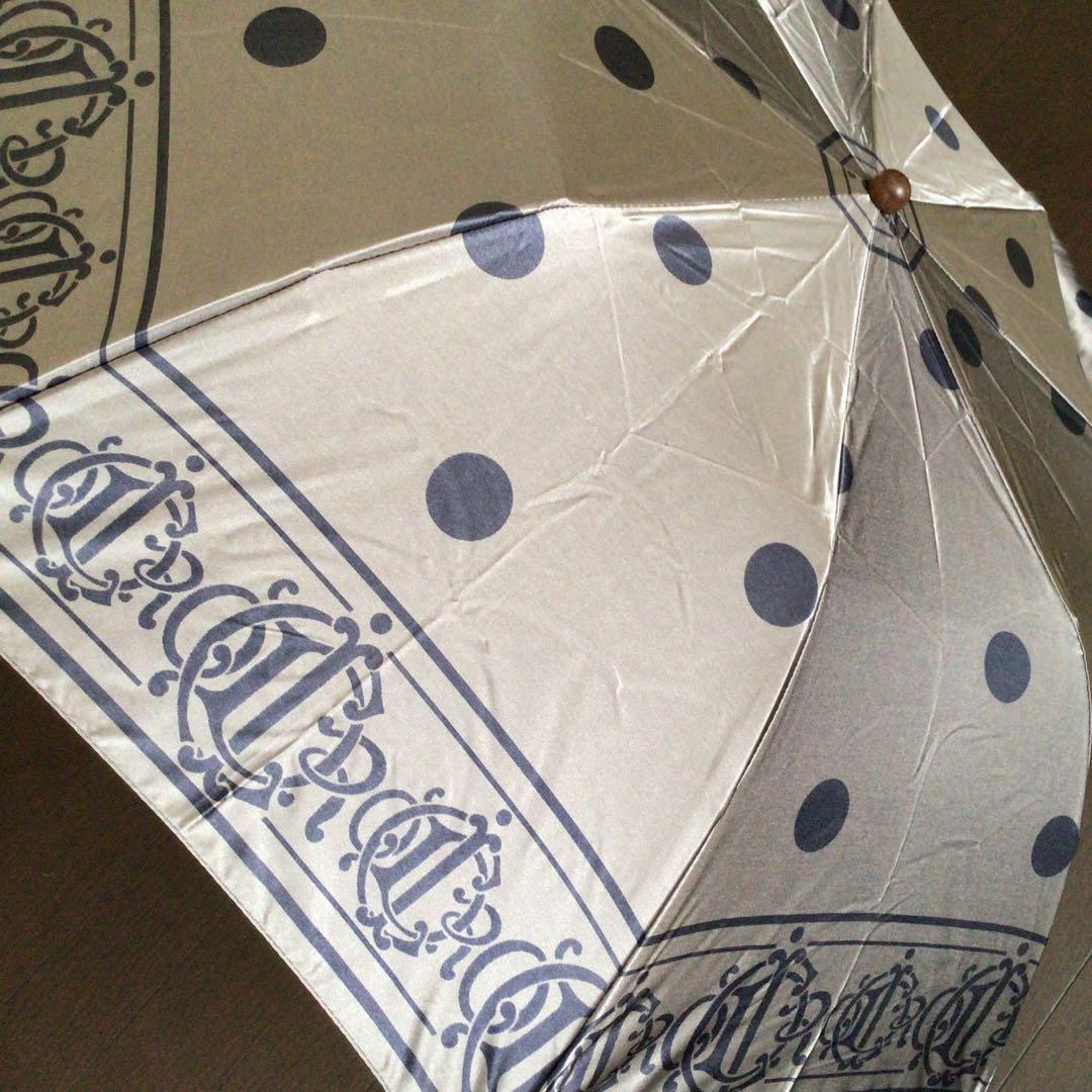 ディオール トロッター ドット柄 ケース付　折りたたみ傘 ベージュ ネイビー