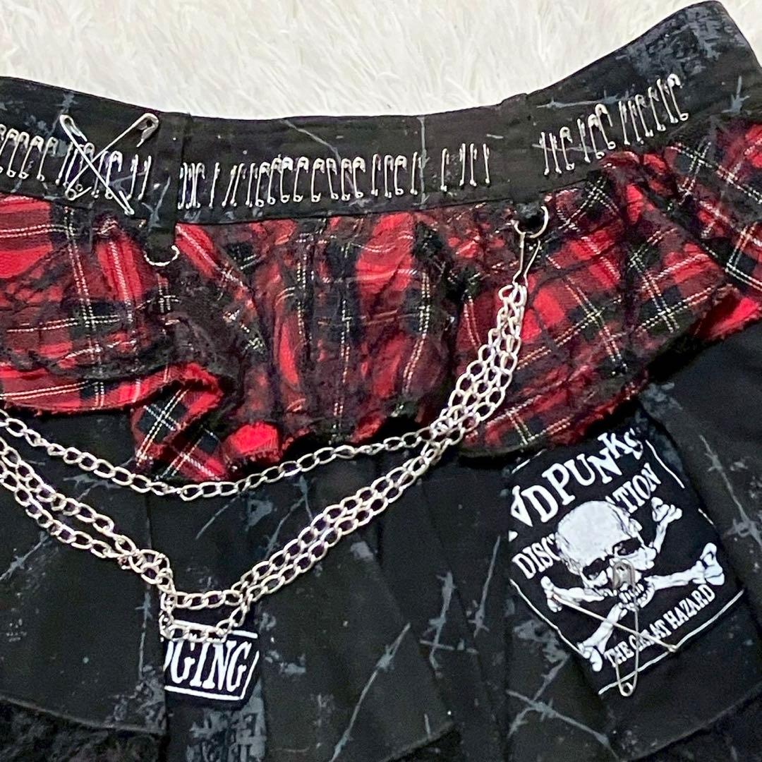 マッドパンクス マッドガールレース異素材切替え ゴシック ミニスカート　ゴスロリ