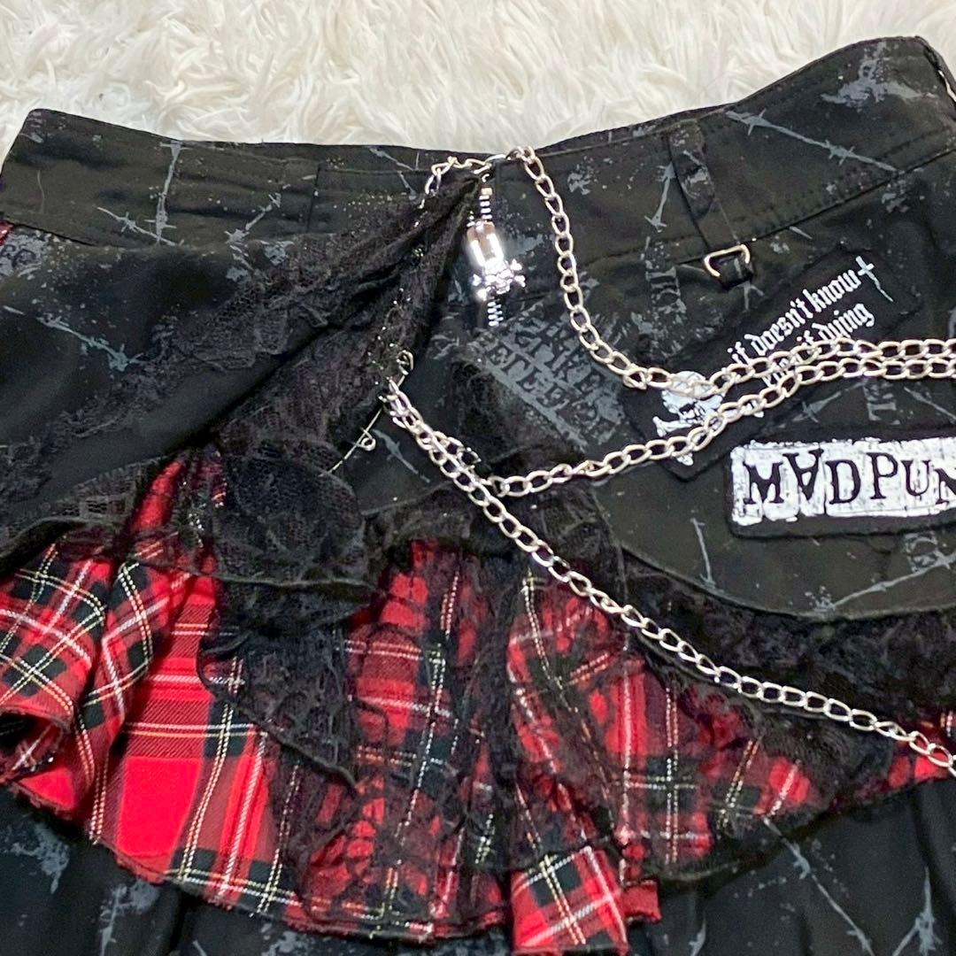 マッドパンクス マッドガールレース異素材切替え ゴシック ミニスカート　ゴスロリ