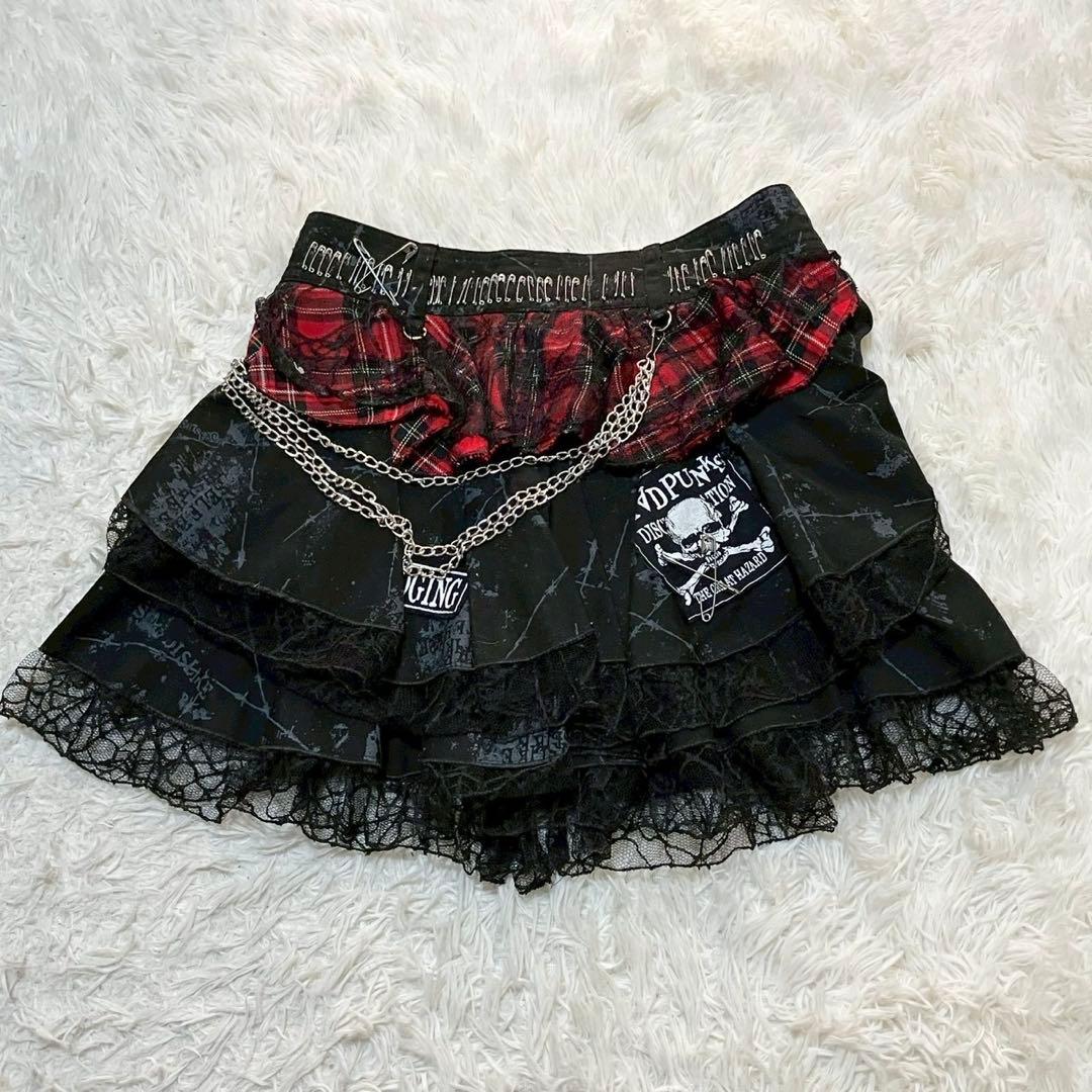 マッドパンクス マッドガールレース異素材切替え ゴシック ミニスカート　ゴスロリ