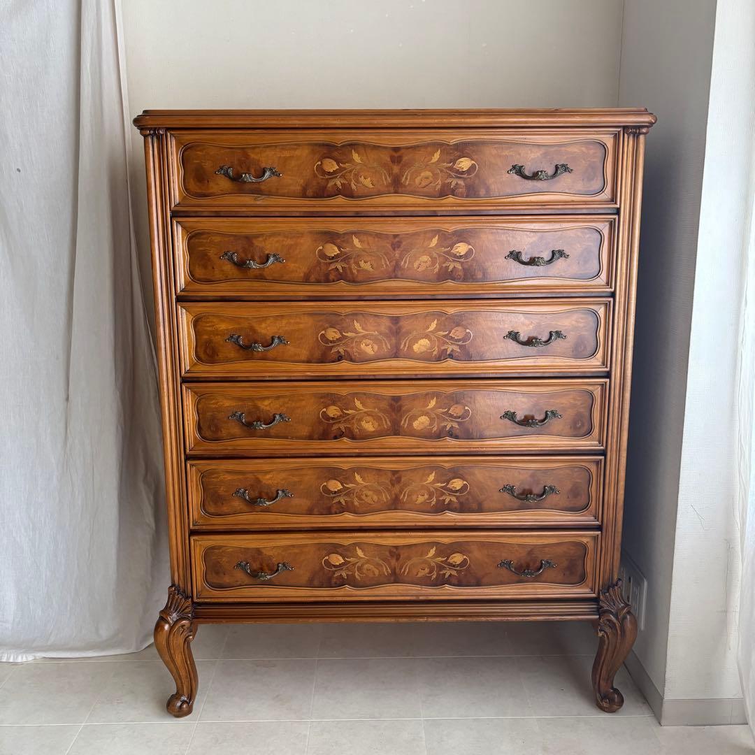 イタリア製　象嵌細工　チェスト　猫脚　アンティーク　ヨーロピアン　飾り棚　家具