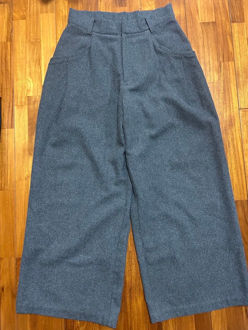 極太 バギーパンツ スラックス グレー　ワイド バギー スラックス　ウール