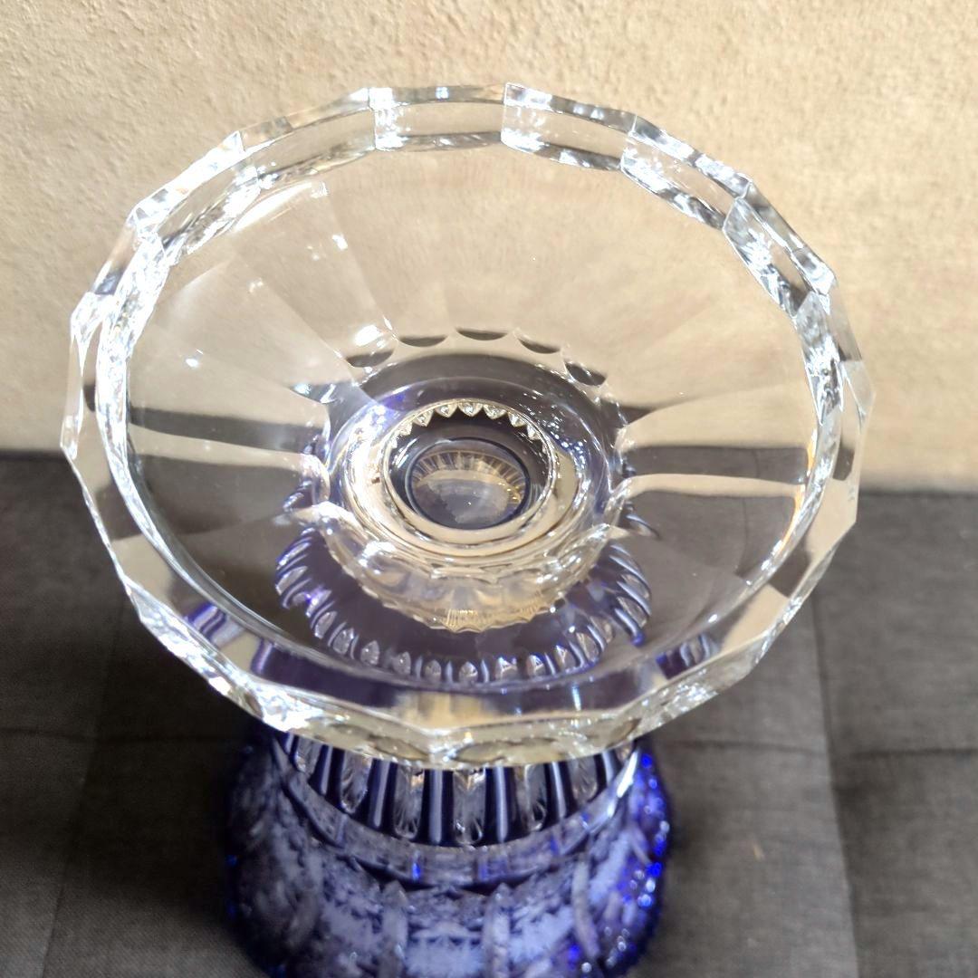 コバルトブルー ハンガリークリスタル 大型花瓶 花器