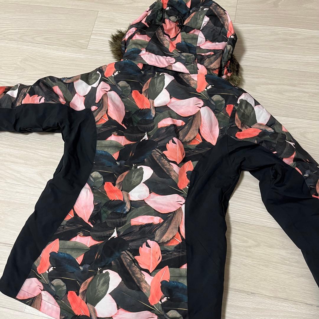 ROXY ロキシー スノーボードウェア スキーウェア 上下セット 花柄 黒 M