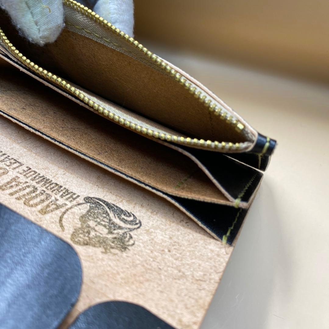 【値下】【無骨×上質】3層 丘染めブラック／ミドルトラッカーウォレットMTW