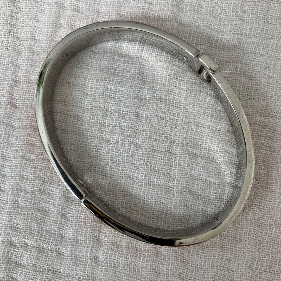 【美品】フェンディ バングル ブレスレット ズッカ シルバー バイカラー L