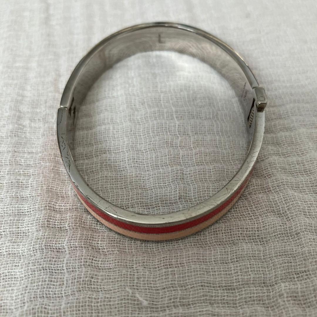 【美品】フェンディ バングル ブレスレット ズッカ シルバー バイカラー L