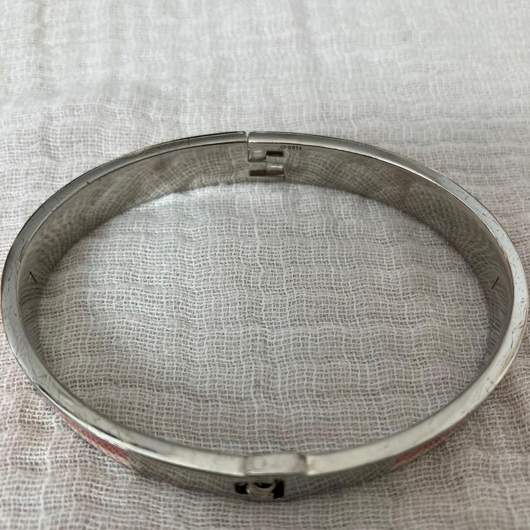 【美品】フェンディ バングル ブレスレット ズッカ シルバー バイカラー L