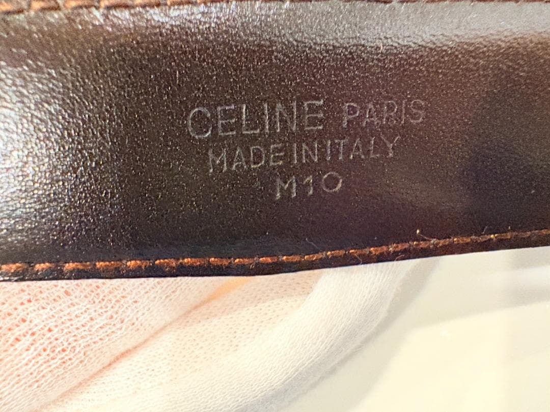 【美品】CELINE セリーヌ マカダム ブラックレザーベルト ゴールドバックル