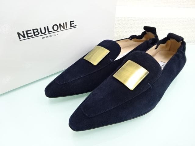 未使用　NEBULONI E. / スクエアプレート ローファー　36　ネイビー