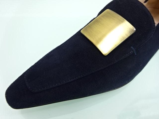 未使用　NEBULONI E. / スクエアプレート ローファー　36　ネイビー