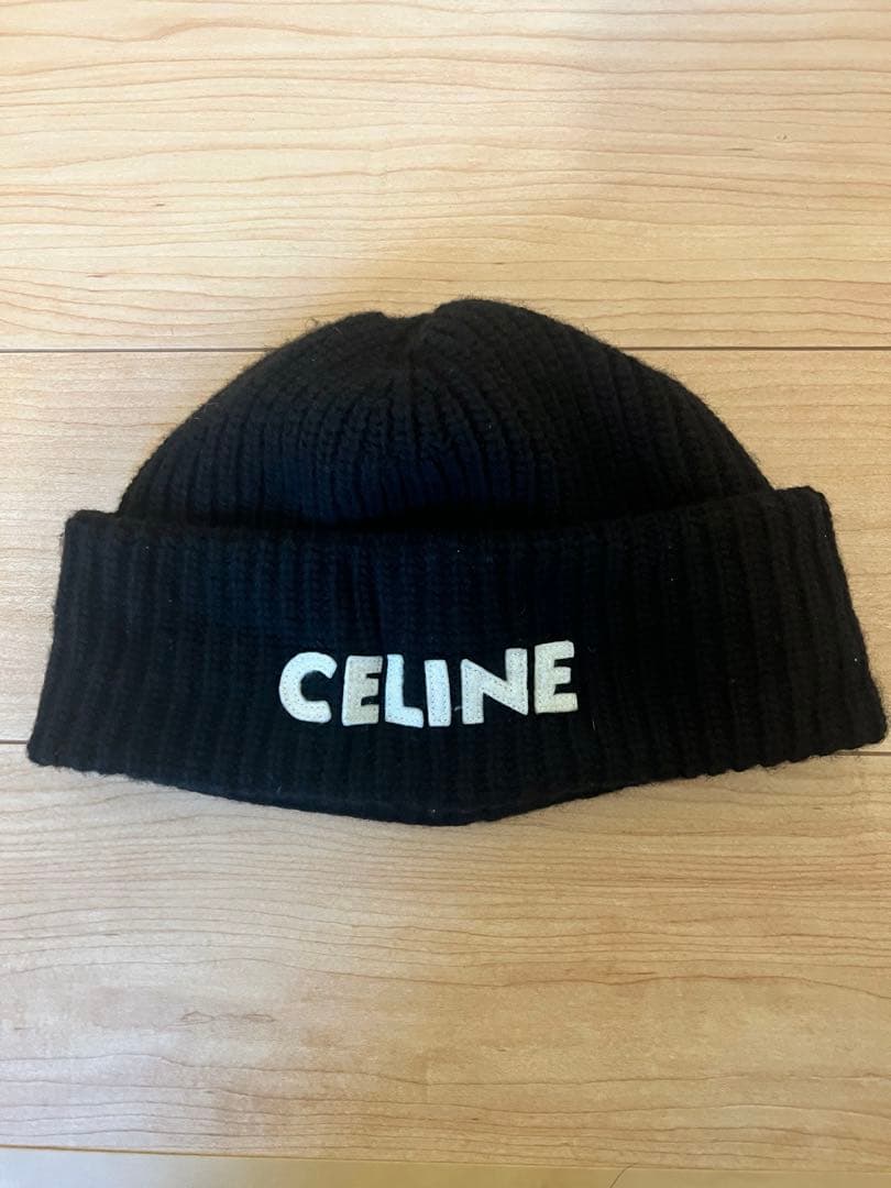 CELINE ビーニー　ニット帽　ロゴ