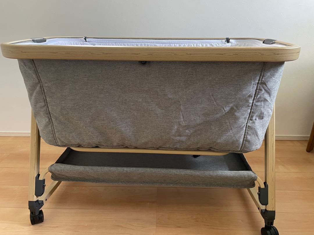 HZDMJ ベビーベッド グレー メッシュカバー付き