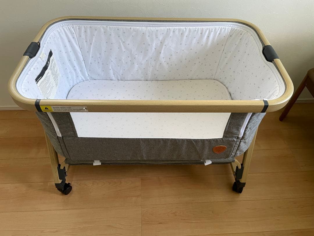 HZDMJ ベビーベッド グレー メッシュカバー付き