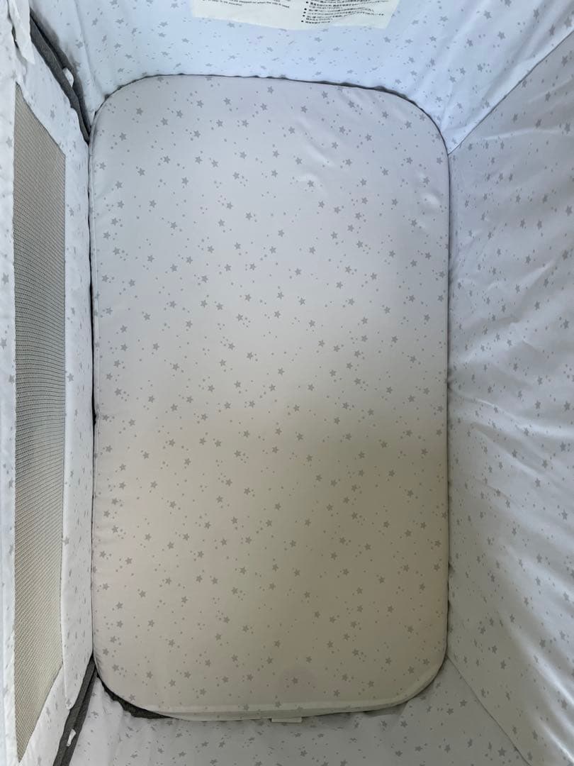 HZDMJ ベビーベッド グレー メッシュカバー付き