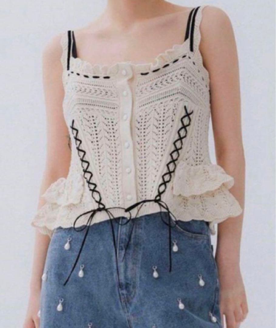【10/1AM限定価格】タナカダイスケlace up knit camisole