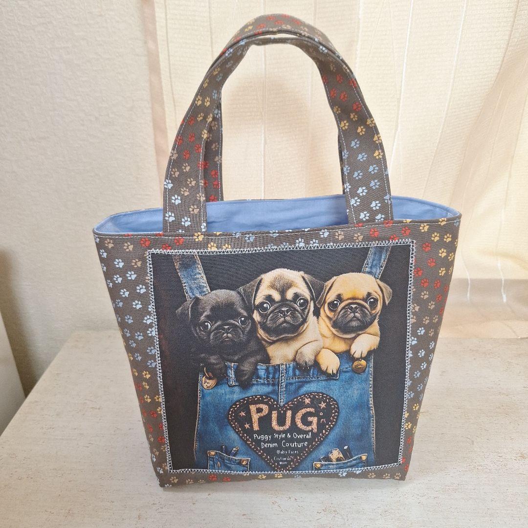 激レアパグパネル生地　ハンドメイド　布バスケット　ミニバック　まちなしバッグ