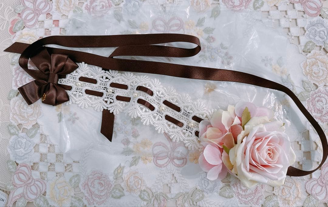 イノセントワールド　フルールヘッドドレス　新色　ショコラ×ピンク