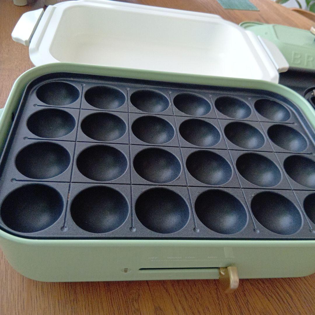 BRUNO コンパクトホットプレート グラスグリーン　３種プレート＋レシピブック