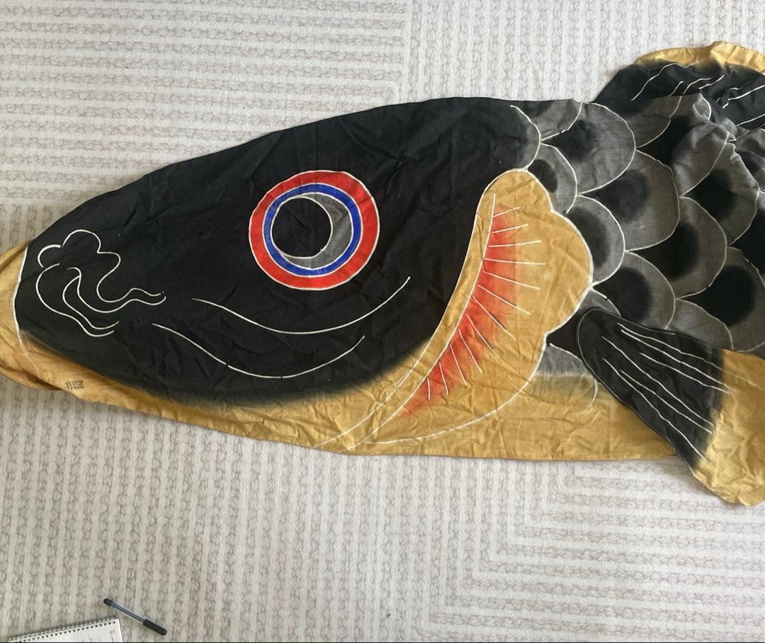 大きい昭和ビンテージ鯉のぼり真鯉と緋鯉セット　レトロ