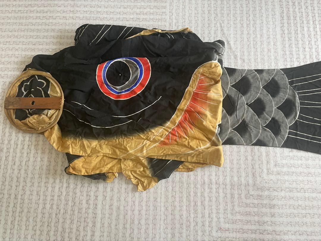 大きい昭和ビンテージ鯉のぼり真鯉と緋鯉セット　レトロ