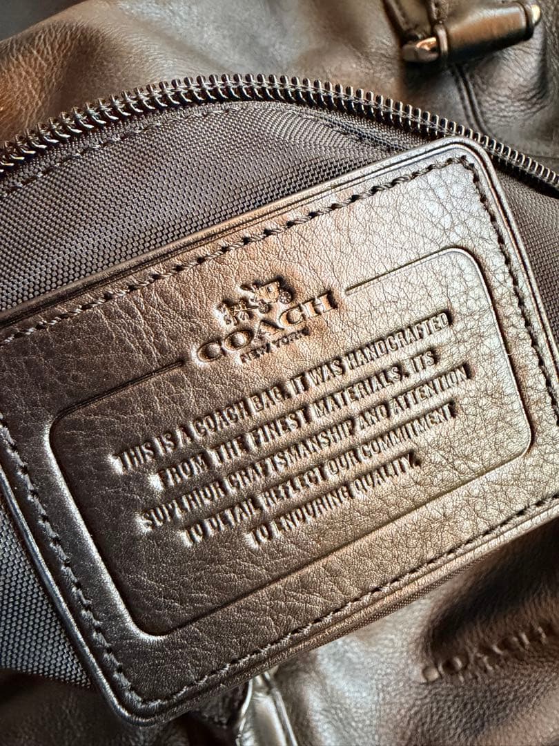 COACH ブラック レザー ボストンバッグ　大容量