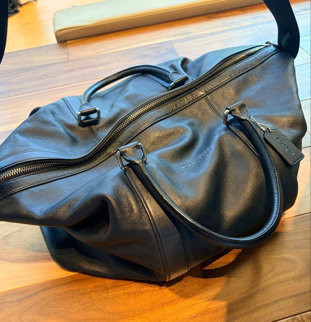 COACH ブラック レザー ボストンバッグ　大容量