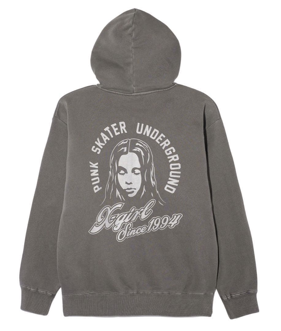 X-girl グレー ジップアップパーカー