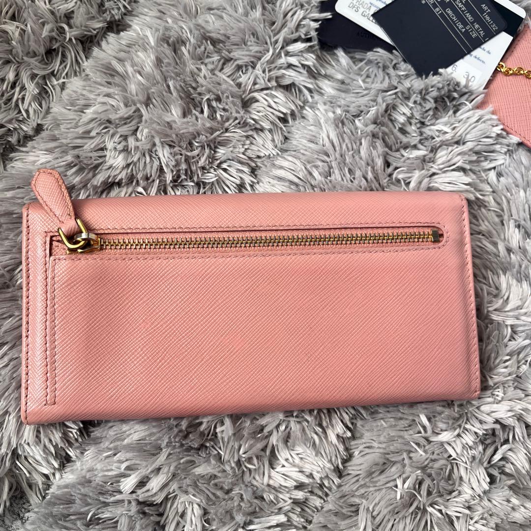 良品✨PRADA 2点セット　サフィアーノ　メタルロゴ　ベビーピンク　長財布