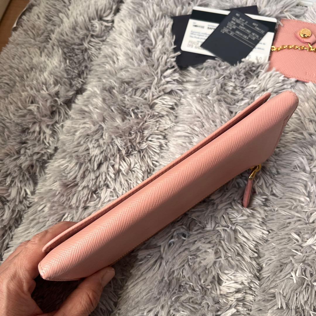 良品✨PRADA 2点セット　サフィアーノ　メタルロゴ　ベビーピンク　長財布