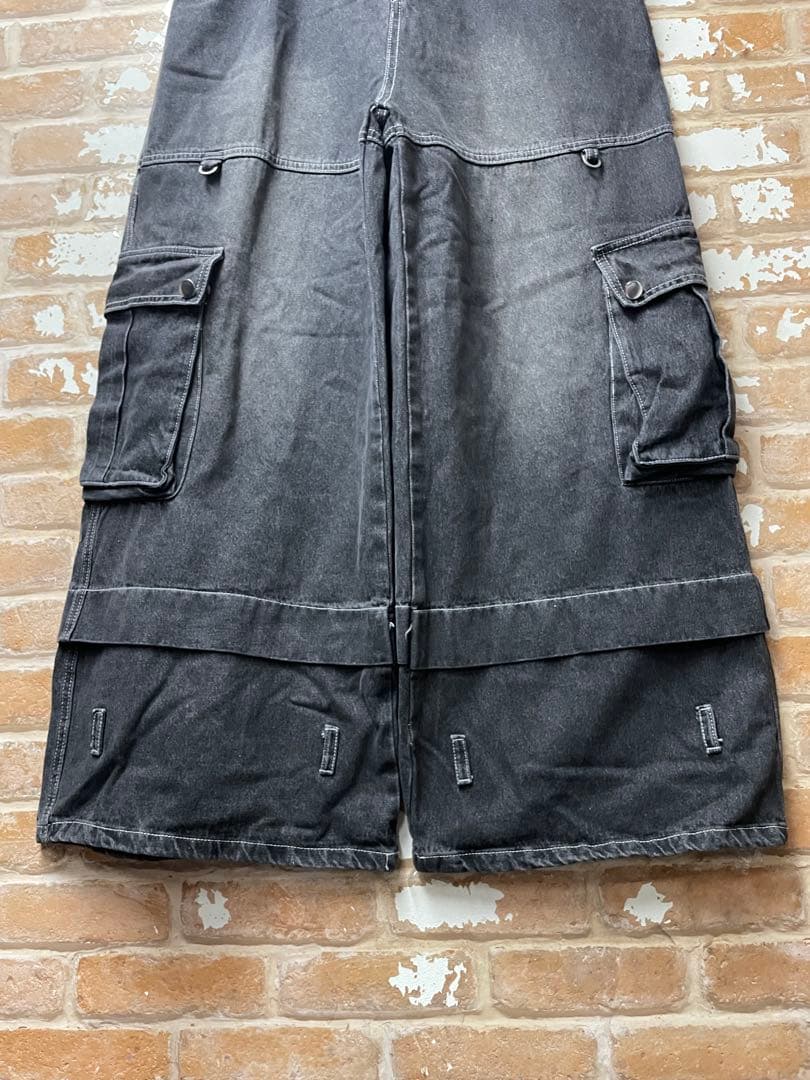 ブラックデニム　archive カーゴデニム　グランジ　y2k カーゴパンツ