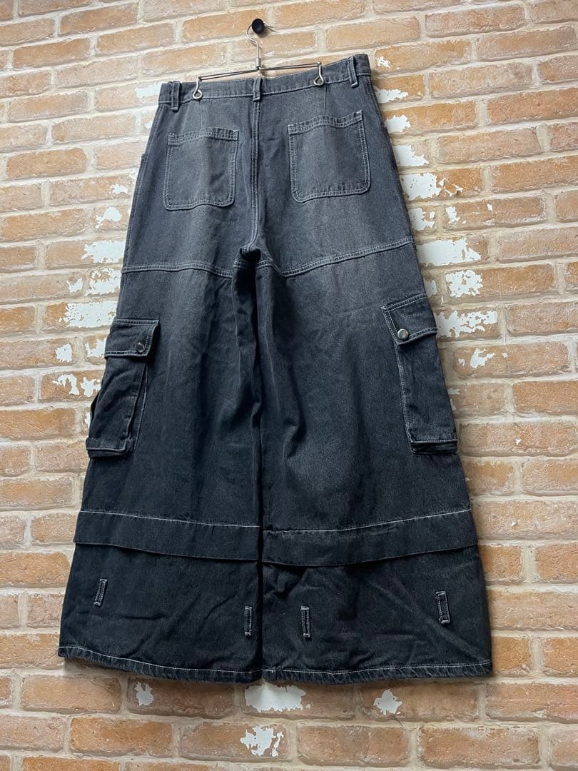 ブラックデニム　archive カーゴデニム　グランジ　y2k カーゴパンツ