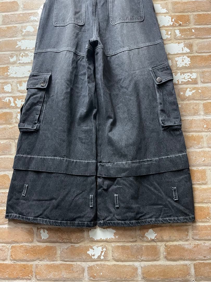 ブラックデニム　archive カーゴデニム　グランジ　y2k カーゴパンツ