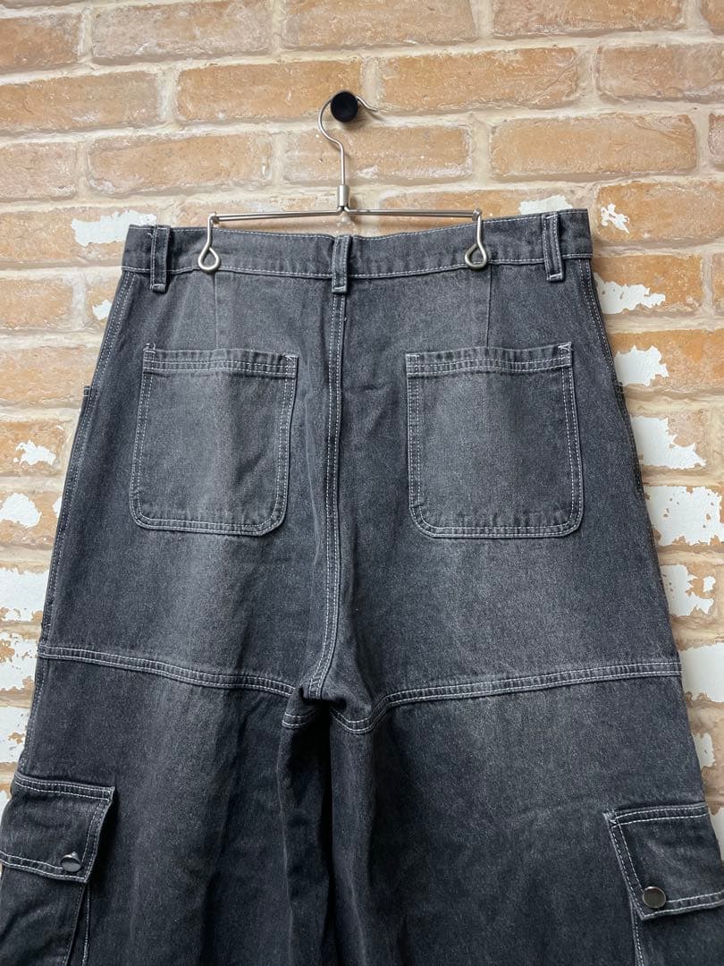ブラックデニム　archive カーゴデニム　グランジ　y2k カーゴパンツ