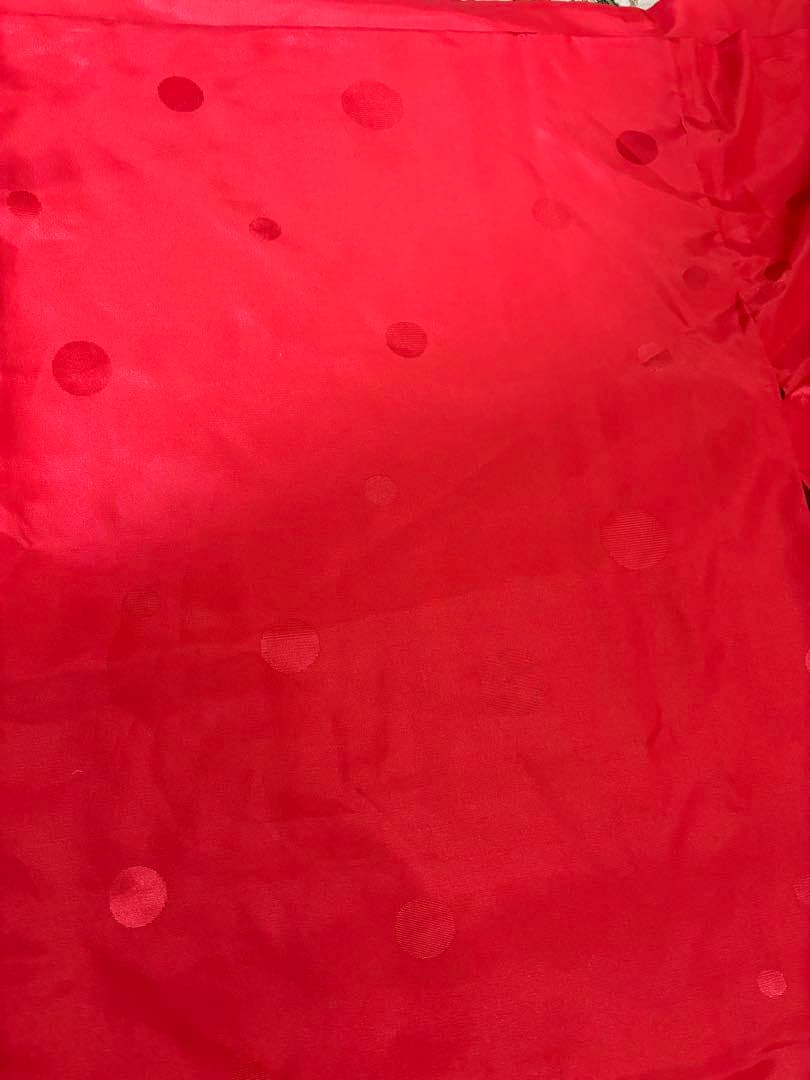 ふりふ　カラー長襦袢　赤　朱色　水玉模様