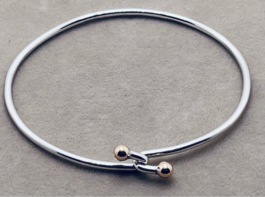 c225 オールドティファニー　ダブルフック　バングル　k14 シルバー　925