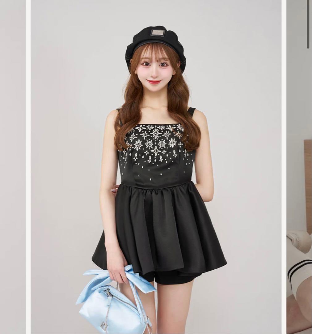 新品タグつき ダーリッチ ジュエリーフレアチュニック ブラック