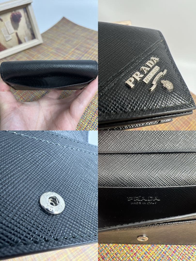 ✨極美品✨PRADA プラダ　サフィアーノレザー　カードケース　名刺入れ　黒